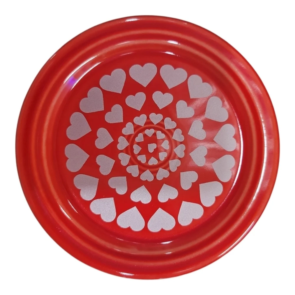 Fiesta 2023 HLCCA Exc Scarlet Hearts on White, Silver Hearts On Scarlet Coasters